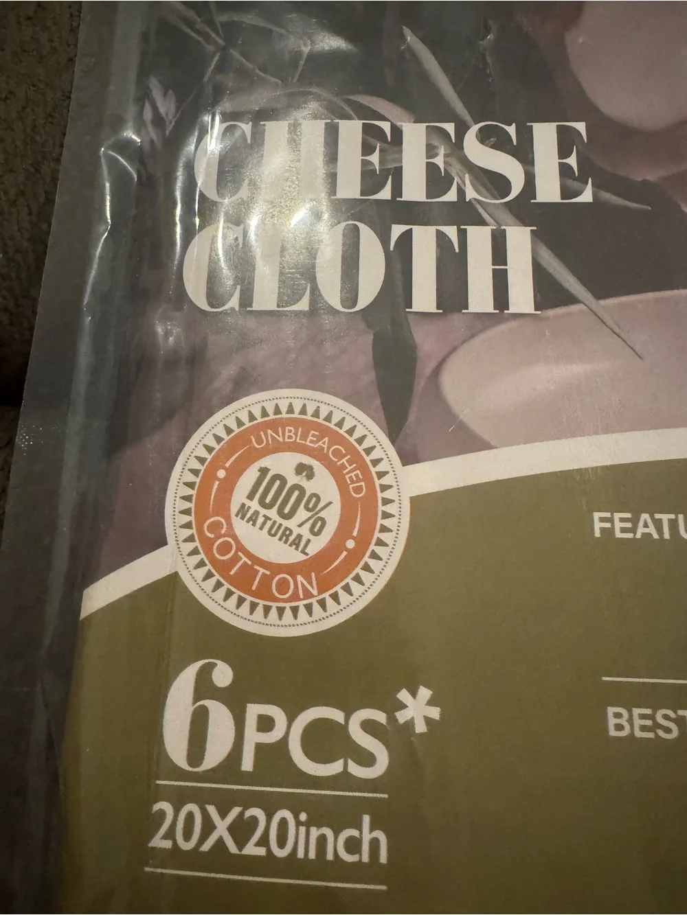 Cheese Cloth 6-Pack Cotton Straining Cloths - Cream